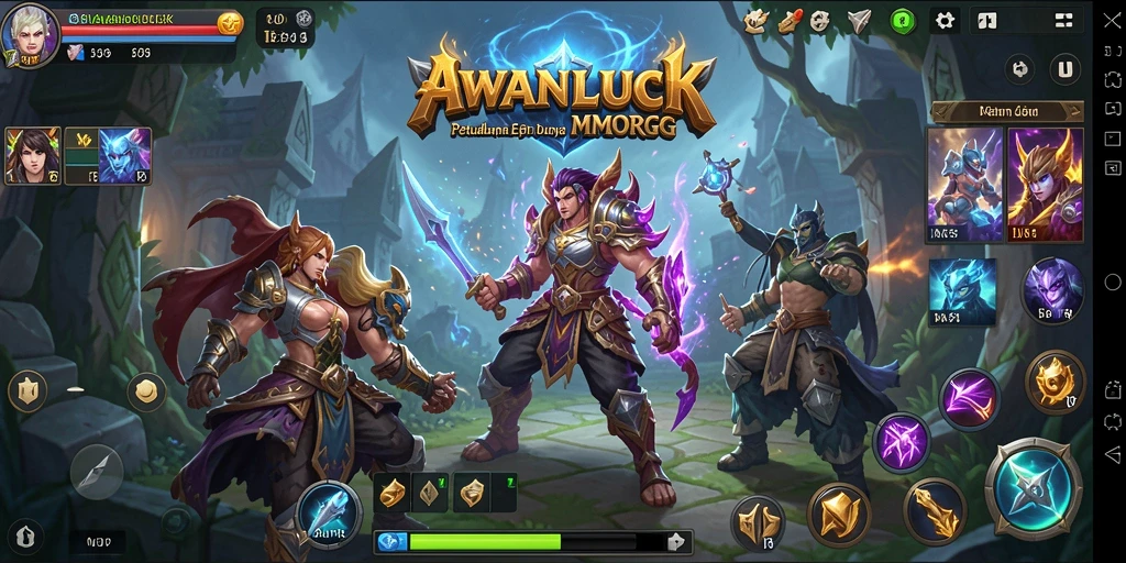 Tangkapan layar gameplay AWANLUCK yang menggambarkan aksi seru dalam pertempuran MMORPG.