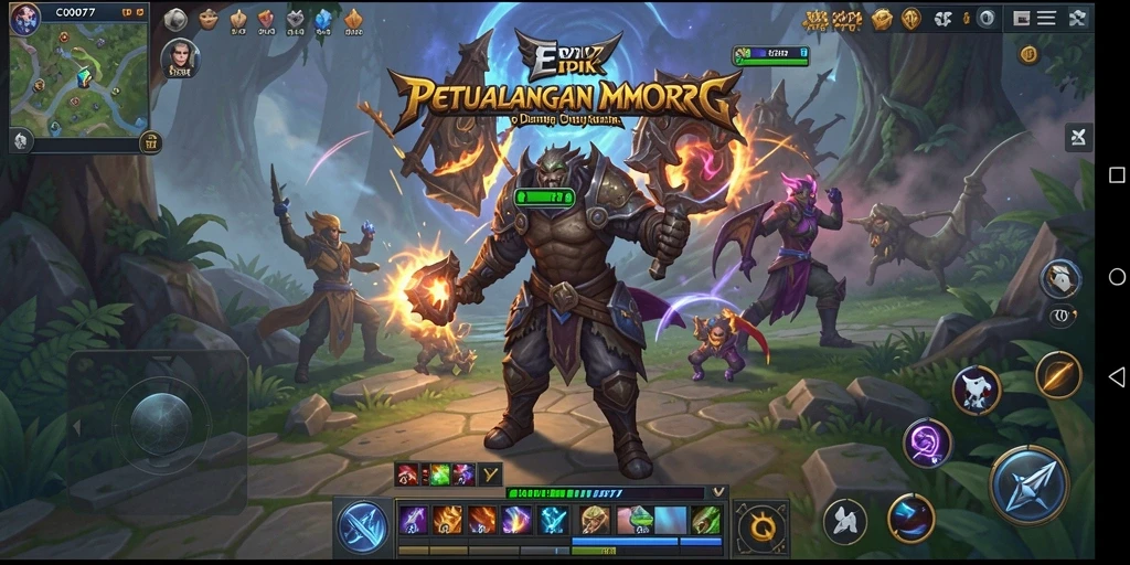 Screenshot gameplay C0077 dengan aksi pertempuran MMORPG yang seru.