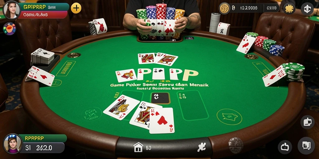 Tampilan gameplay menegangkan pada RPRPRP yang penuh strategi Poker.
