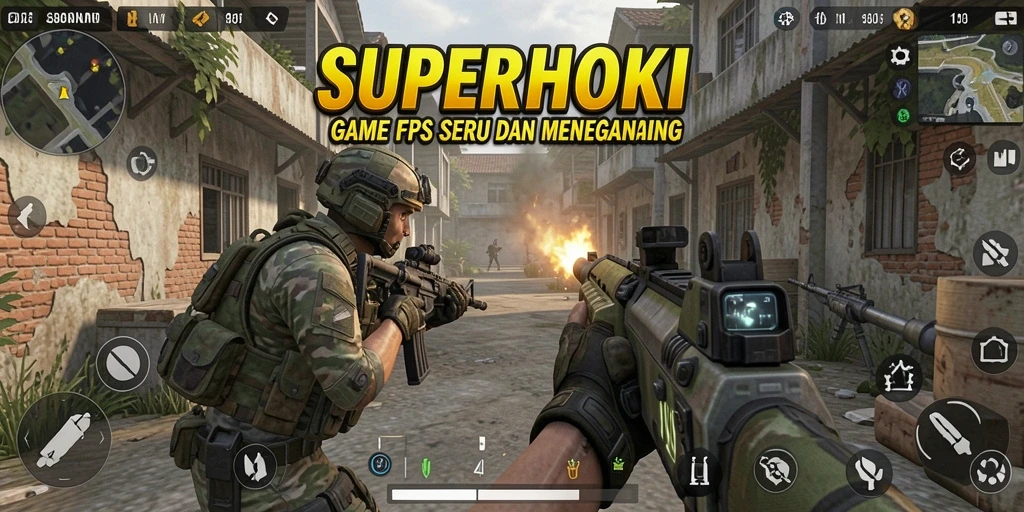 Tangkapan layar gameplay <strong>SUPERHOKI</strong> menunjukkan aksi tembak-menembak yang mendebarkan.