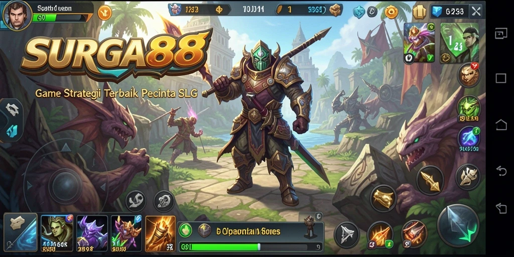Tampilan gameplay SURGA88 yang seru dalam pertempuran strategis.
