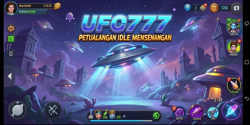 Tampilan gameplay <strong>UFO777</strong> dengan misi idle yang menantang dan menarik.